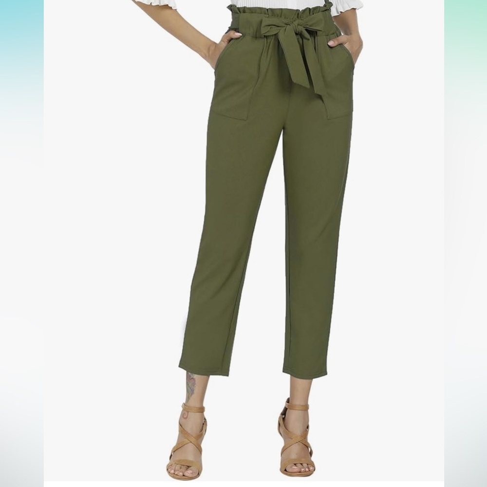 Freeprance Olive Green Paper Bag Pants